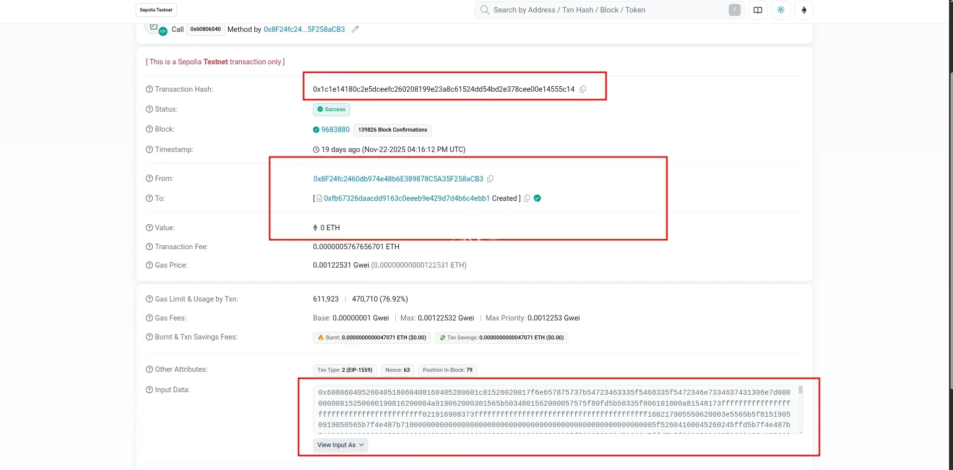 sepolia testnet address of this chainrule address